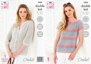 King Cole Double Knit Crochet Pattern - Ladies Top & Cardigan (5504)