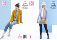 King Cole Super Chunky Knitting Pattern - Ladies Cardigans & Hats (5523)
