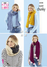 Load image into Gallery viewer, King Cole Super Chunky Knitting Pattern - Ladies Scarves &amp; Loop (5528)