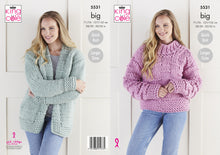 Load image into Gallery viewer, King Cole Super Chunky Knitting Pattern - Ladies Jacket &amp; Sweater (5531)
