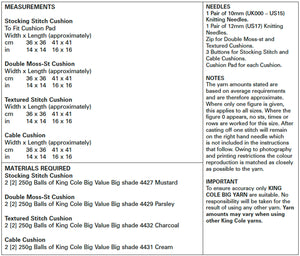 King Cole Super Chunky Knitting Pattern - Cushions (5535)