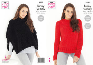 King Cole Funny Yummy Knitting Pattern - Ladies Sweater & Tabbard (5537)