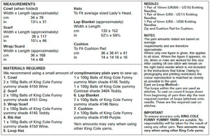 King Cole Funny Yummy Knitting Pattern - Accessories Blanket & Cushion (5540)