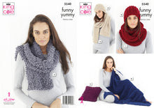 Load image into Gallery viewer, King Cole Funny Yummy Knitting Pattern - Accessories Blanket &amp; Cushion (5540)