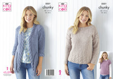 Load image into Gallery viewer, King Cole Chunky Knitting Pattern - Ladies Cardigan Sweater &amp; Top (5551)