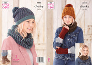 King Cole Chunky Knitting Pattern - Ladies Apparel Accessories (5553)