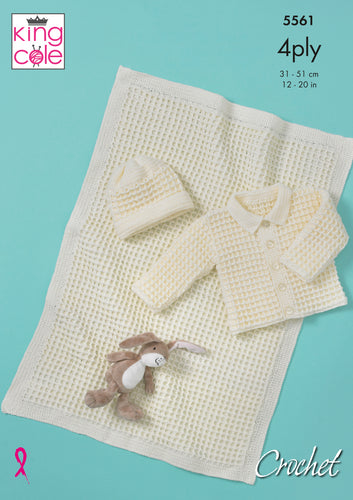 King Cole Crochet Pattern – Baby’s Jacket, Blanket & Hat (5561)