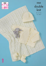 Load image into Gallery viewer, King Cole Double Knitting Pattern - Baby Cardigan Hat Bootees &amp; Blanket (5563)