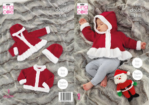 King Cole Double Knitting Pattern - Baby Christmas Jacket & Hat (5568)