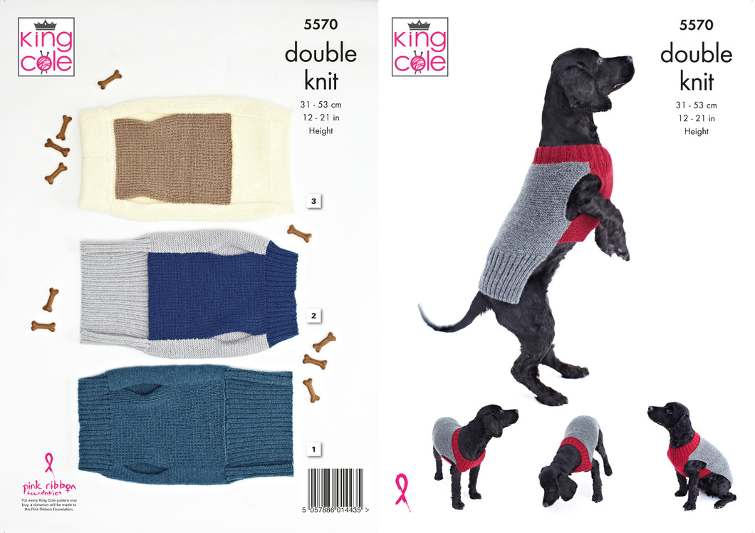 King Cole Double Knitting Pattern - Dog Coats (5570)