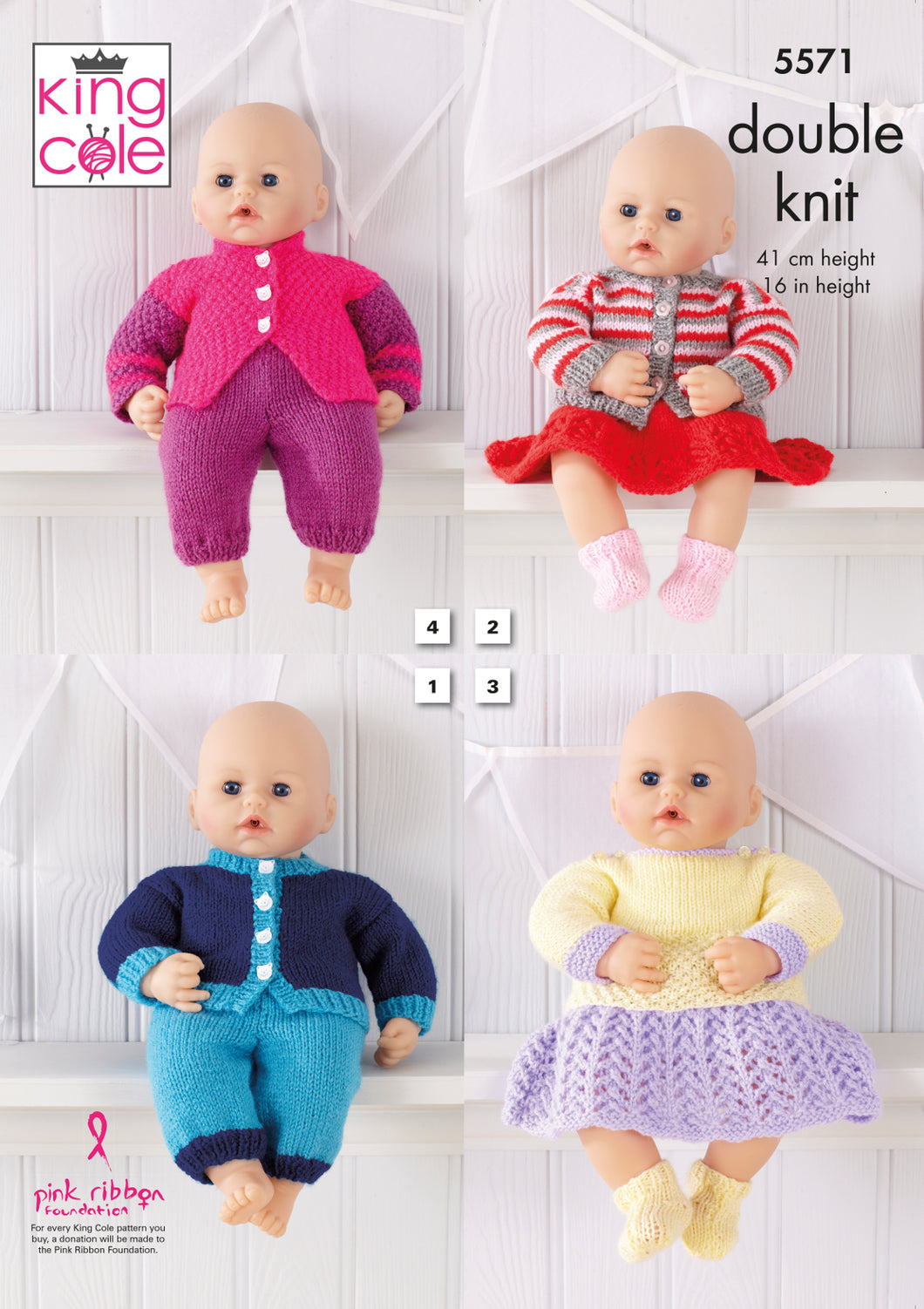 King Cole Double Knitting Pattern - Dolls Clothes (5571)