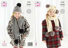 Load image into Gallery viewer, King Cole Aran Knitting Pattern - Childrens Hats &amp; Scarves (5578)