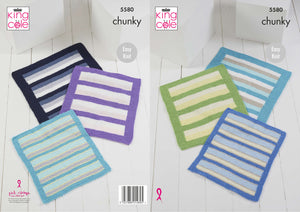 King Cole Chunky Knitting Pattern - Blankets (5580)