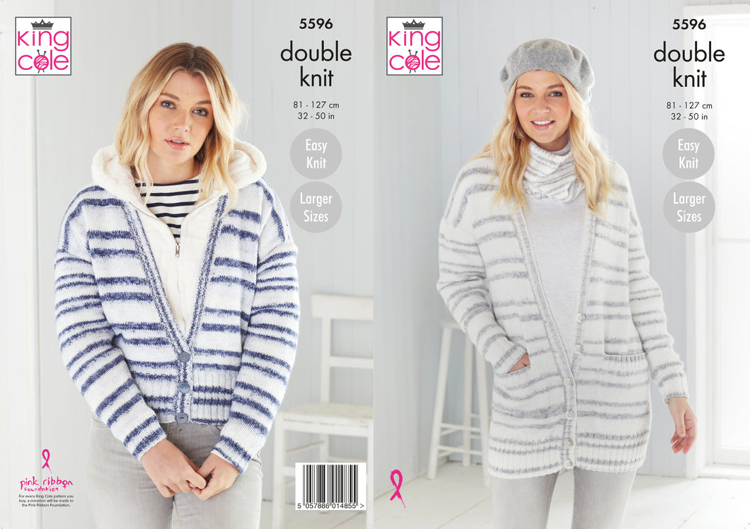 King Cole Double Knitting Pattern - Ladies Cardigans & Snood (5596)
