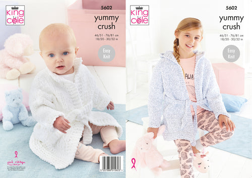King Cole Yummy Crush Chunky Knitting Pattern - Dressing Gowns (5602)