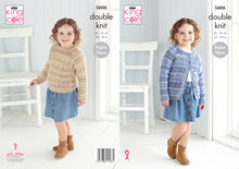 Load image into Gallery viewer, King Cole DK Knitting Pattern - Girls Sweater &amp; Cardigan (5606)