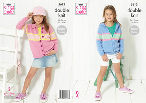 King Cole Double Knitting Pattern - Girls Cardigans (5613)