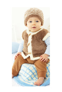 King Cole Truffle Knitting Pattern - Baby Jacket Gilet Hat & Pram Blanket (5618)