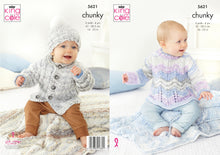 Load image into Gallery viewer, King Cole Chunky Knitting Pattern - Baby Sweater Jacket Hat &amp; Blankets (5621)