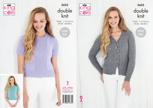 King Cole Double Knitting Pattern - Ladies Cardigan & Top (5625)