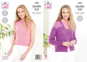 King Cole Double Knitting Pattern - Ladies Cardigan & Top (5628)