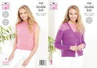 King Cole Double Knitting Pattern - Ladies Cardigan & Top (5628)
