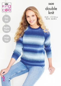 King Cole Double Knitting Pattern - Ladies Sweater & Accessories (5630)
