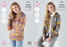 Load image into Gallery viewer, King Cole Super Chunky Knitting Pattern - Ladies Sweater &amp; Cardigan (5636)