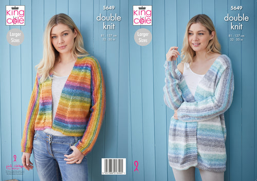 King Cole Double Knitting Pattern - Ladies Cardigans (5649)