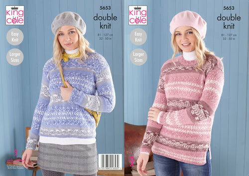 King Cole Double Knitting Pattern - Ladies Sweater & Tunic (5653)