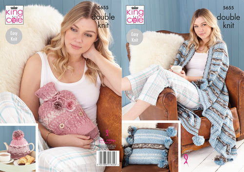 King Cole Double Knit Knitting Pattern - Winter Home Accessories (5655)