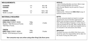 King Cole Aran Knitting Pattern - Cable Throw & Cushion Covers (5660)