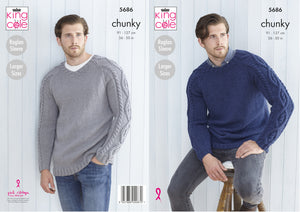 King Cole Chunky Knitting Pattern - Mens Sweaters (5686)