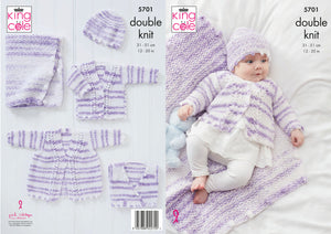 King Cole Double Knitting Pattern - Matinee Coat Cardigan & Waistcoat (5701)