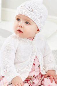 King Cole Double Knitting Pattern - Baby Cardigan Hat & Blanket (5718)