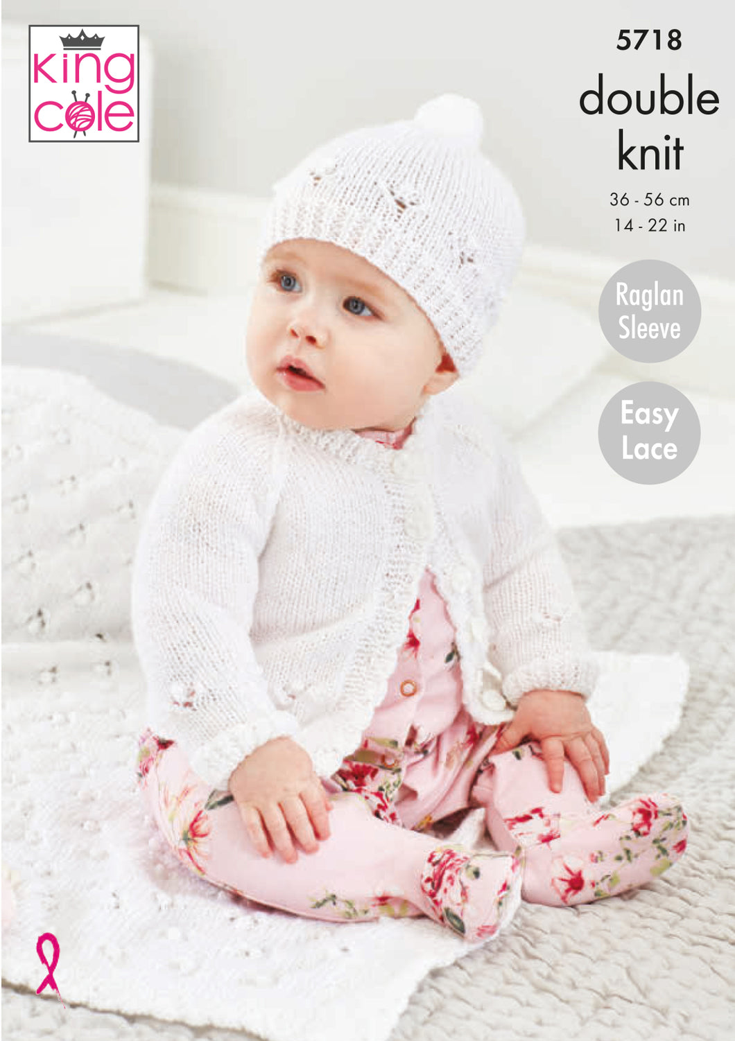 King Cole Double Knitting Pattern - Baby Cardigan Hat & Blanket (5718)