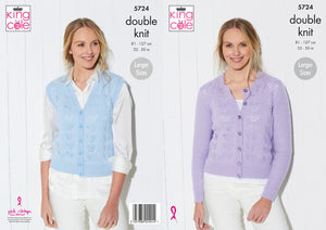 King Cole Double Knitting Pattern - Ladies Cardigan & Waistcoat (5724)