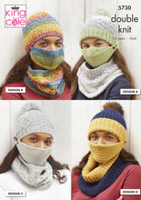 Load image into Gallery viewer, King Cole DK Knitting Pattern - Face Coverings Hats &amp; Cowls (5730)