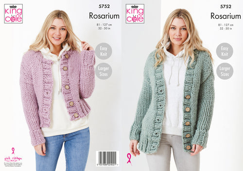 King Cole Rosarium Knitting Pattern - Ladies Cardigans (5752)