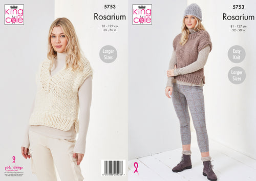 King Cole Rosarium Knitting Pattern - Ladies Tank Tops & Hat (5753)