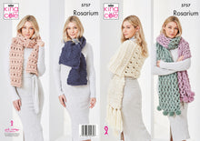 Load image into Gallery viewer, King Cole Rosarium Knitting Pattern - Ladies Shawls &amp; Scarves (5757)