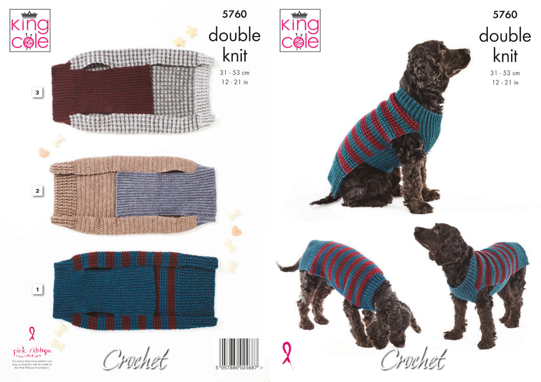 King Cole Crochet Pattern - Dog Coats (5760)