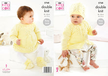 Load image into Gallery viewer, King Cole DK Knitting Pattern - Baby Cardigan Angel Top Bootees &amp; Hat (5768)