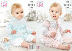 King Cole Double Knit Knitting Pattern - Baby Cardigan & Tunic (5775)