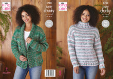 Load image into Gallery viewer, King Cole Super Chunky Knitting Pattern - Ladies Sweater &amp; Cardigan (5780)