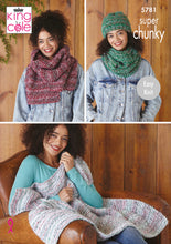 Load image into Gallery viewer, King Cole Super Chunky Knitting Pattern - Throw Scarf Snood &amp; Hat (5781)