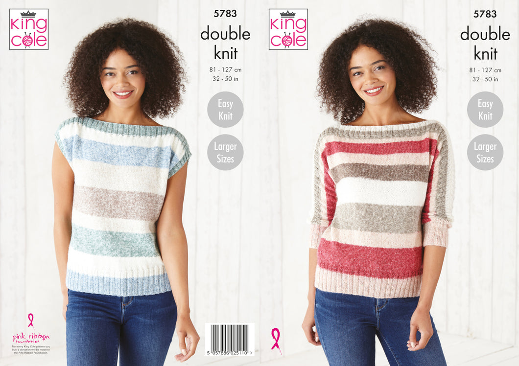 King Cole Double Knitting Pattern - Ladies Sweater & Top (5783)