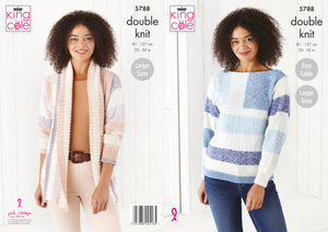 King Cole Double Knitting Pattern - Ladies Jacket & Sweater (5788)