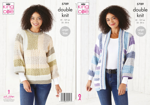 King Cole Double Knitting Pattern - Ladies Sweater & Jacket (5789)