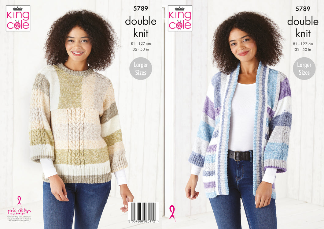 King Cole Double Knitting Pattern - Ladies Sweater & Jacket (5789)